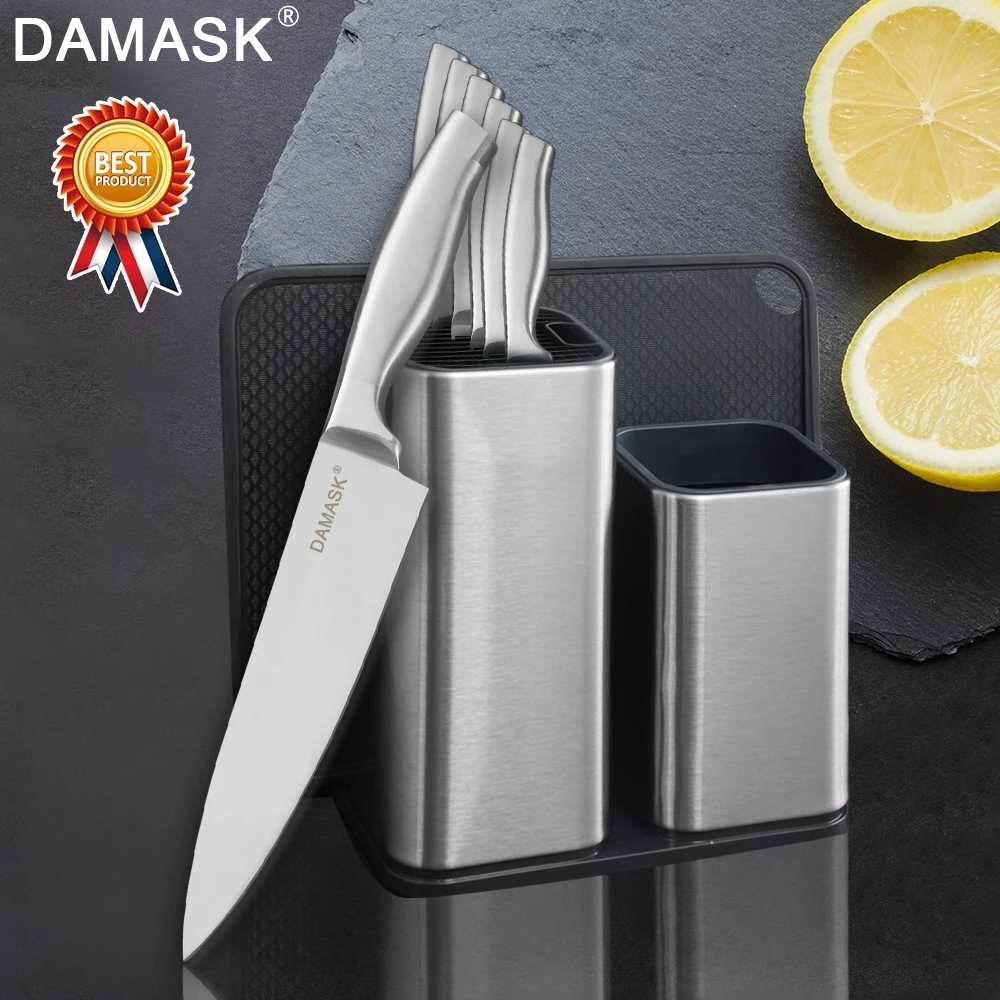 

Damask Combination Knife Stand With Stainless Steel Knives Set Chef Kitchen Knife Multi-functional Kitchen Cooking Tools Set