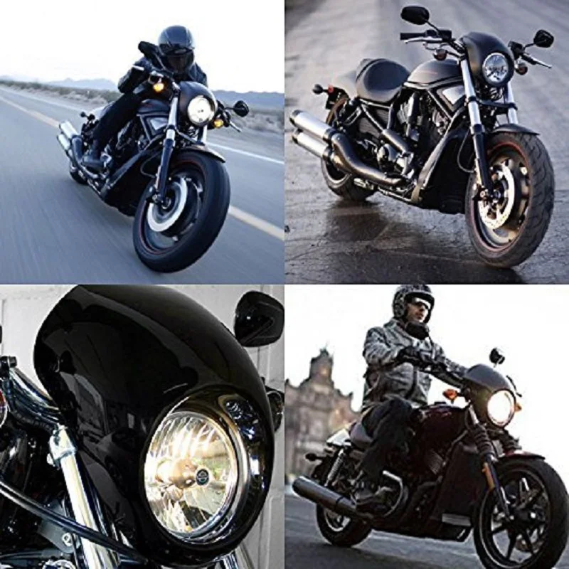 Black Headlight Fairing For Harley Davidson Front Fork Mount Dyna Sportster XLCH (6)