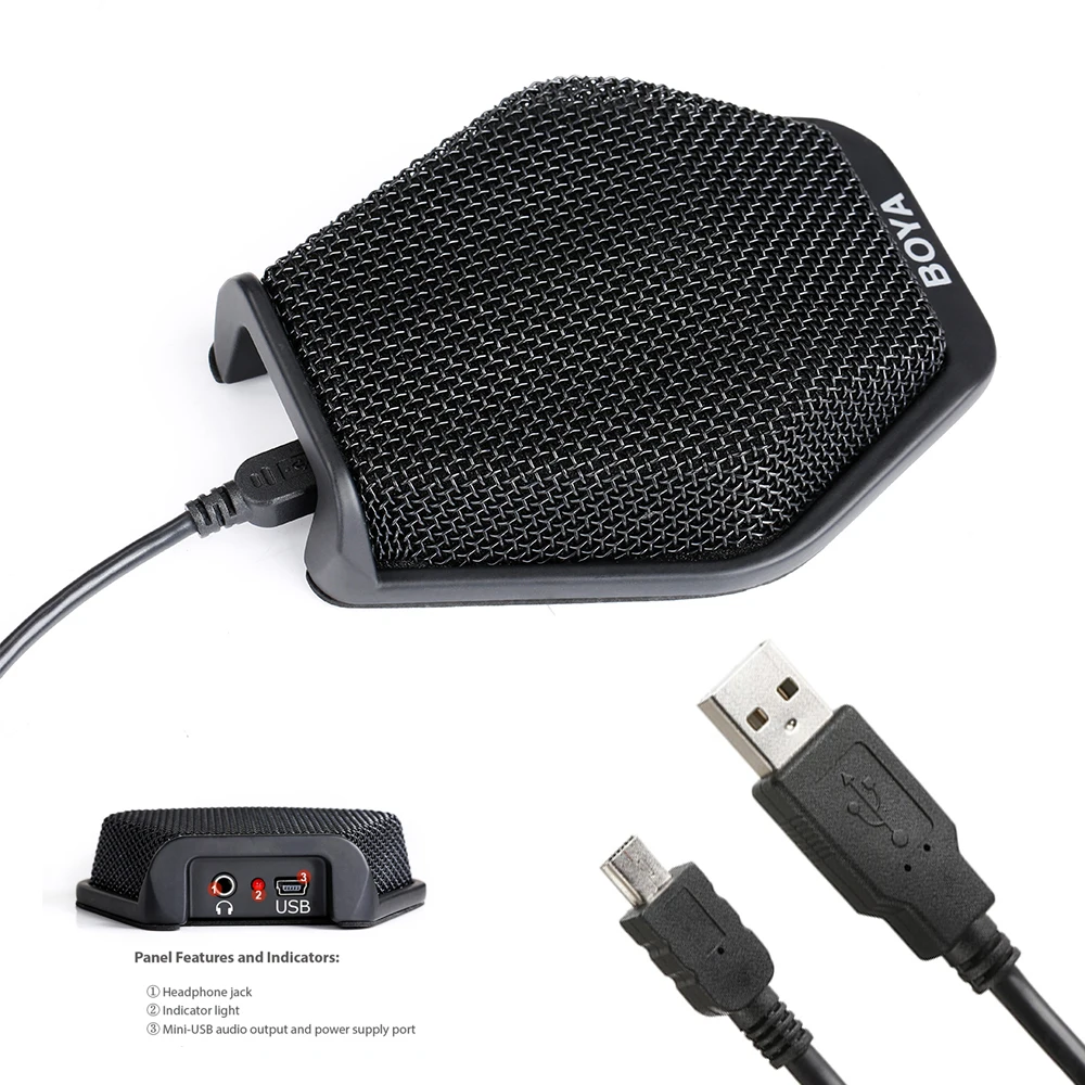 

BOYA BY-MC2 3.5mm Jack & USB Condenser Desktop Conference Computer Microphone for Windows Mac Laptop for Meeting Seminar Speech