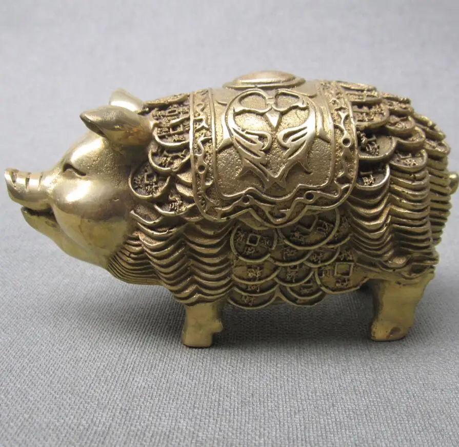 

ymying Chinese zodiac old brass money pig ornaments / antique ornaments