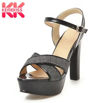 

KemeKiss New Spring Fashion Women Sandals Bling Party Summer Wedding Platform Shoes Women Super High Heel Sandals Size 34-43