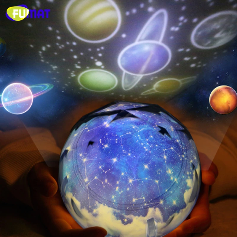 

FUMAT Night Light Magic Projector Earth Universe led Lamp Colorful Rotary Flash Starry Sky Planet Projector Kid Baby Xmas Gift