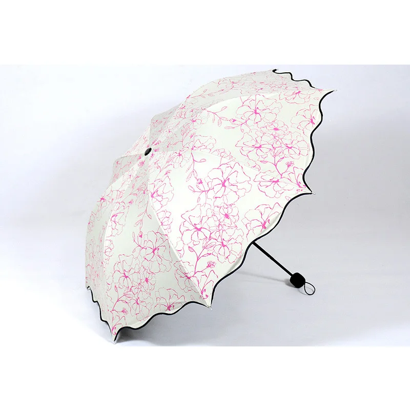 Анти-УФ-черный цветок гибискуса зонтик Корейская принцесса солнцезащитный край солнцезащитный зонтик ветрозащитный зонтик Женский Мужской зонтик
