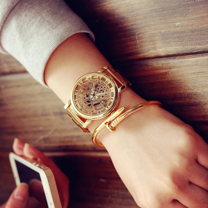 New Fashion Brand Hollow Watch Neutral Personality Golden Unique Wrist Watches Men Women Watch Clock Relogio Feminino Bayan Saa New Fashion Brand Hollow Watch Neutral Personality Golden Unique Wrist Watches Men Women Watch Clock Relogio Feminino Bayan Saa