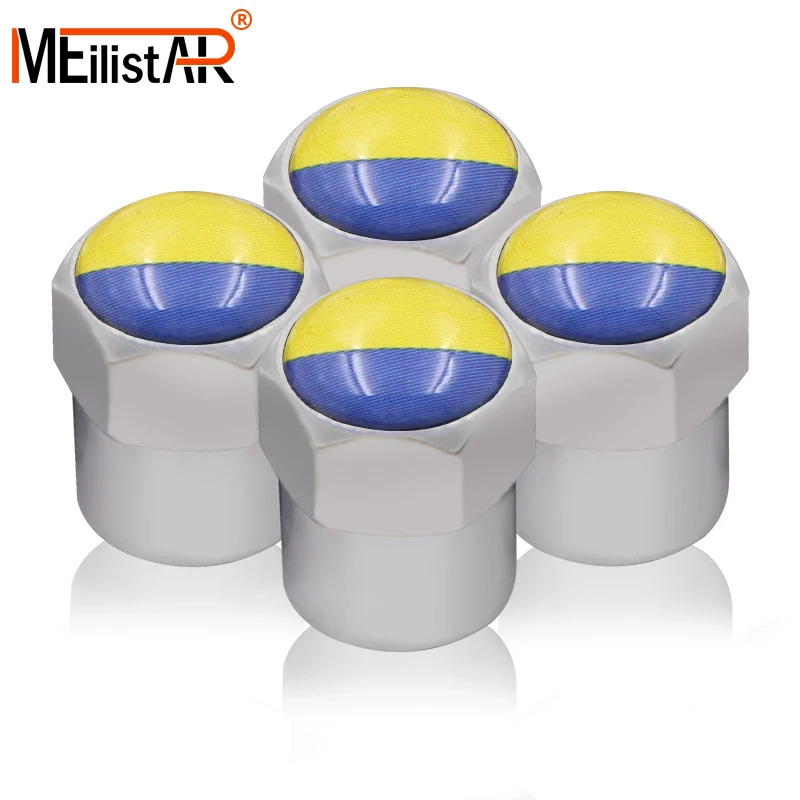 

4pcs Car-Styling Car Wheel Tire Valves Tyre Stem Air Caps Ukraine national flag Emblem Case For Ford focus fiat Car Accessories