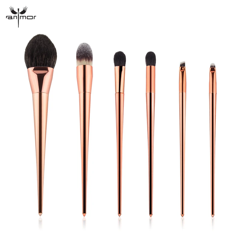 

Anmor Store Clearance 6 pieces Synthetic Makeup Brushes Set with Unique Design Metal Handle Professional Brushes for Makeup