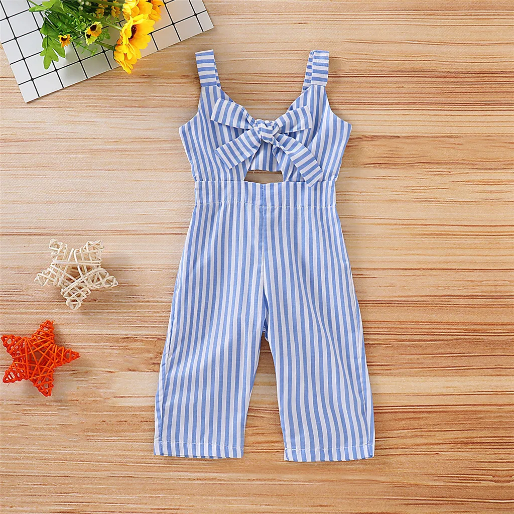 

Toddler Kid Baby Girls Sleeveless Backless Striped Overall Jumpsuit Pants Outfit girls summer set 2t girls clothes #G