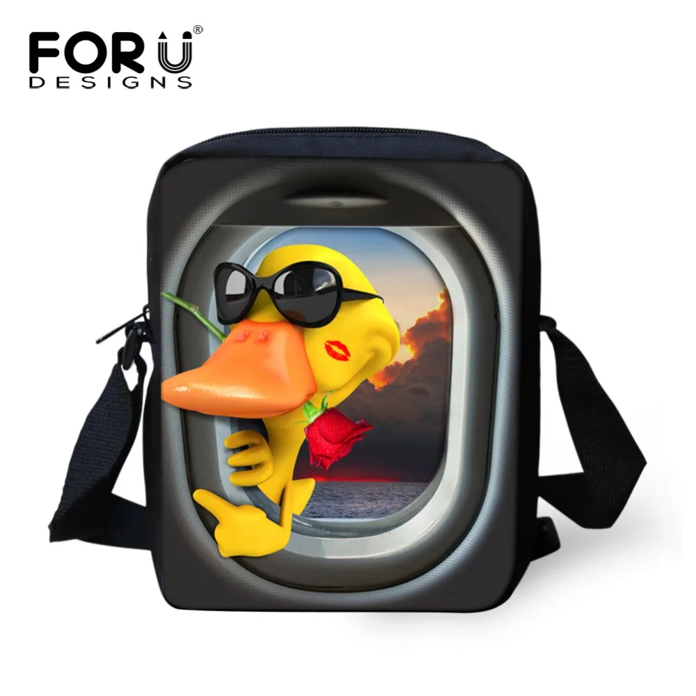 

FORUDESIGNS Luxury Women Messenger Bags Cute Animal Printing Girls Cross Body Bag Yellow Duck Crossbody Bag For Woman Mochila