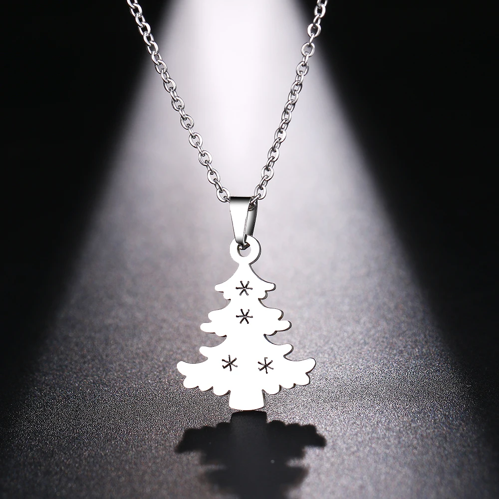 DOTIFI ожерелье из нержавеющей стали для женщин и мужчин с подвеской в виде рождественской елки золотистого и серебристого цвета, ювелирные изделия для помолвки