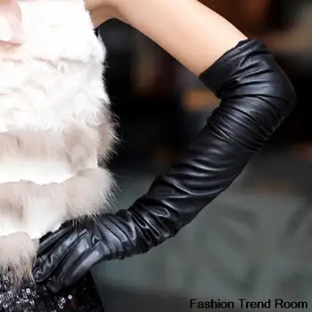 

2 Colors The 2016 New Faux Long Leather Gloves Fashion Women Gloves Warm Outdoors Long Design Sexy Gloves Free Shipping