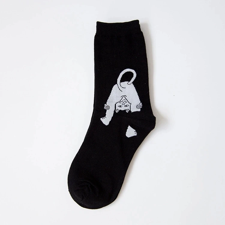 Брендовые элегантные креативные женские носки с котом, женские хлопковые носки с рисунками, забавные носки с инопланетянами - Цвет: 04