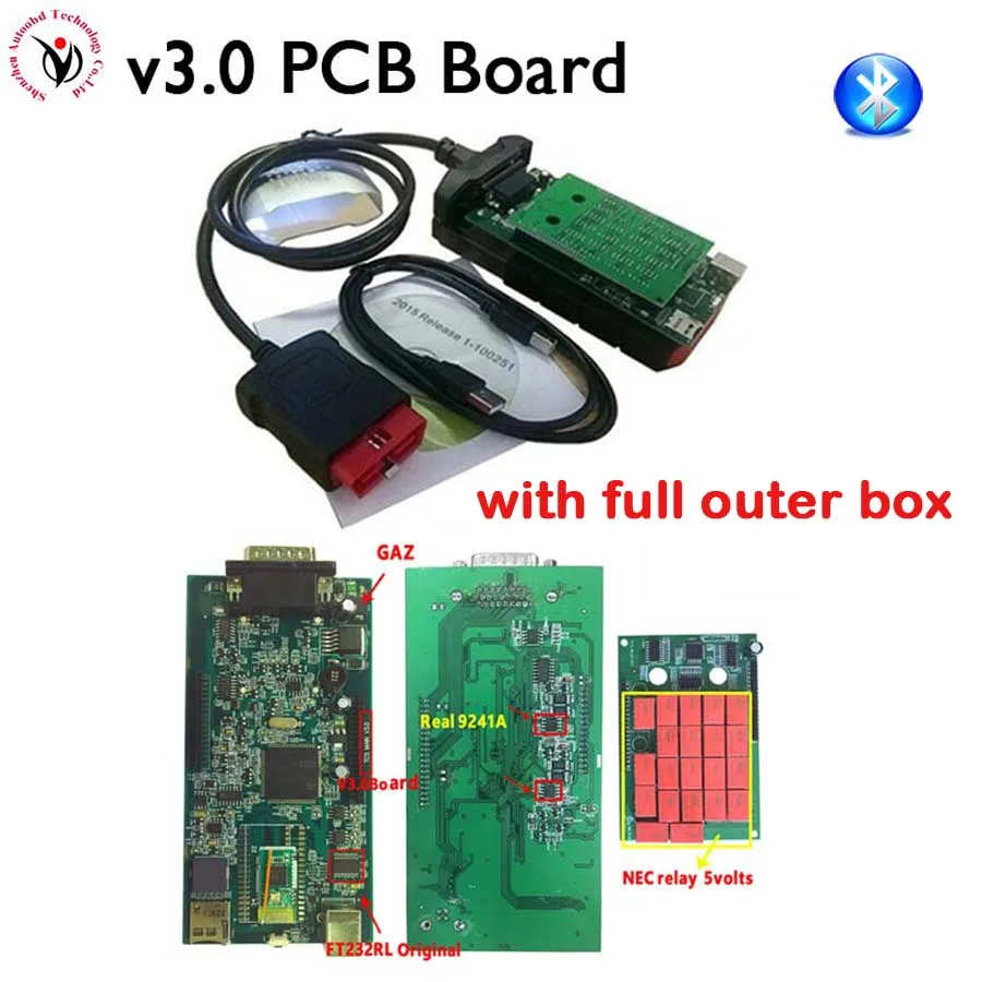 

New Vci VD TCS CDP Plus Bluetooth V3.0 PCB Green Board Auto Scanner OBDII/OBD Professional Diagnostic Tool for cars and Trucks