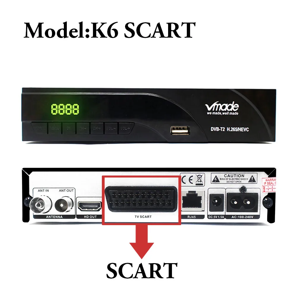 Голландский DVB-T2 цифровой приемник поддерживает FTA H.265/HEVC DVB-T RJ45 LAN dvb t2 горячая Распродажа Европа Россия Чешский Республика Германия - Цвет: K6-Scart