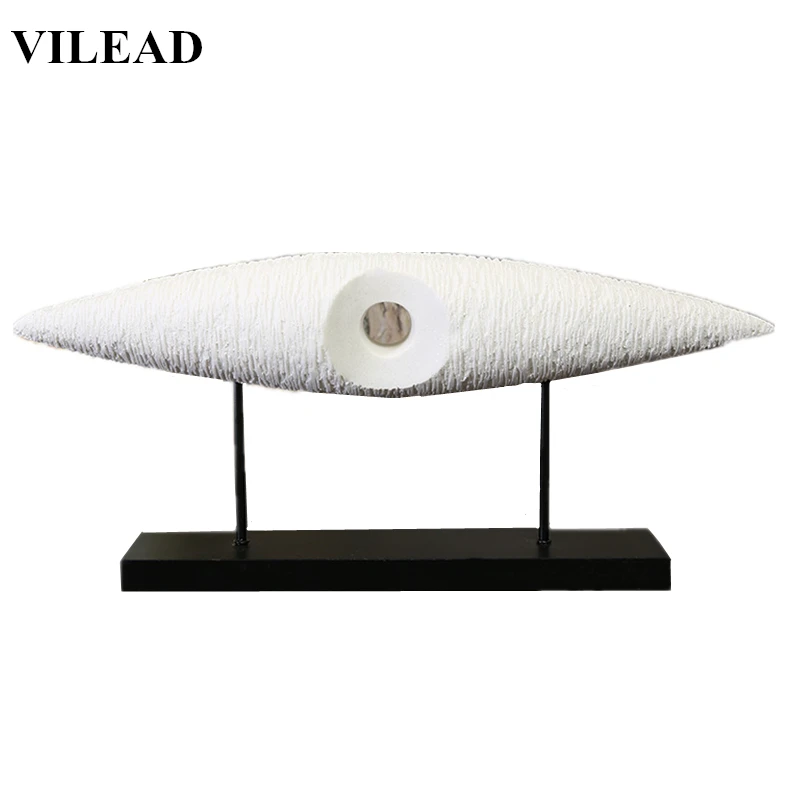 

VILEAD 26.3" Sandstone Abstract Big Eyes Statuettes Miniatures White Eyes Figurine Home Decoration Accessories Store Living Room