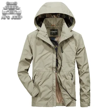 

Quick Drying Men Hooded Jackets Thin Spring and Autumn Fast Dry Coats AFS JEEP Style Short Army Military windbreaker Clothing