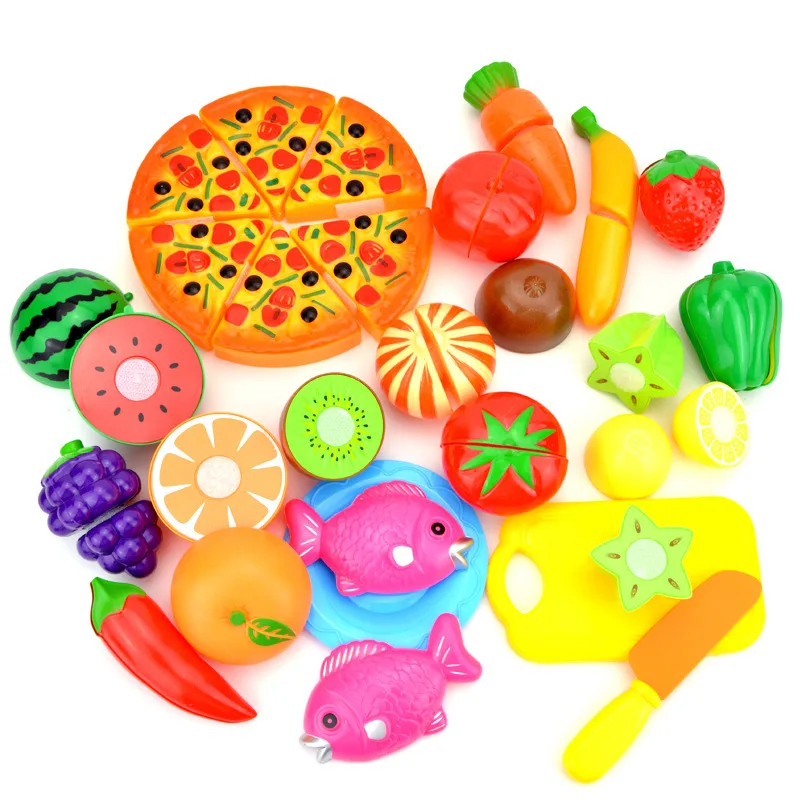 24 шт. детские игрушки для игры в дом фрукты пластиковые овощи пицца Кухня Детские классические детские игрушки Ролевые развивающие игрушки