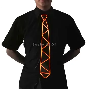 

For Carnival Decoration Rave Custom Tie Lighting Color Orange EL Wire Glowing Tie with DC-3V Steady on Drive Glow Party Supplies