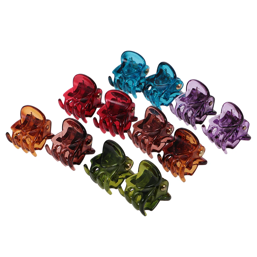 12 Pieces/ Lot Resin Lady Girl Mini Hair Resin Claws Clamps Clips Hair Grips for Holding Hair up and Styling