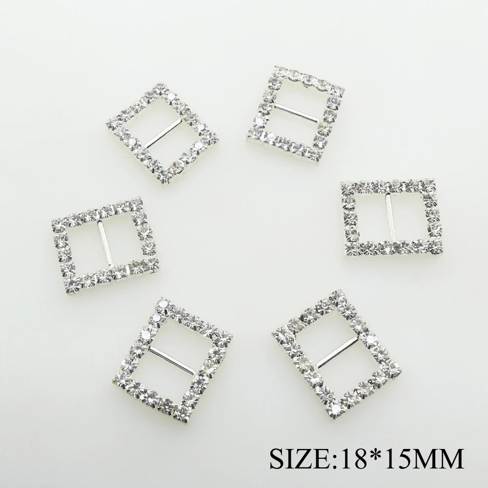 

10pcs/Lot 18*15MM Rectangle Rhinestone Buckles for Dresses Wedding Invitation Cards Decoration DIY Hair Bow Accessories