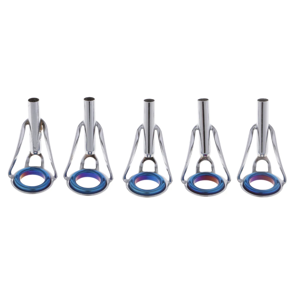Stainless Steel 5pcs 5 Size Fishing Rod Guides Tip Top Set Ceramic Rings Spinning Rod Repair