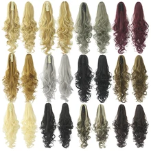 Soowee, черные, серые волнистые синтетические волосы, конский хвост, коготь, конский хвост, заколка для наращивания, шиньон, аксессуары для волос для женщин