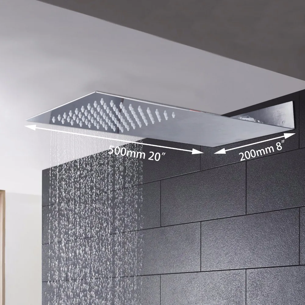 Square Stainless Steel Ultra-thin Showerheads Rainfall Shower Head Rain Shower Chrome Finish