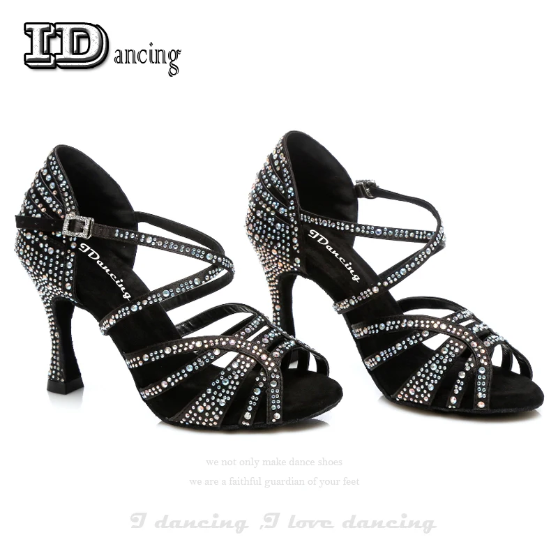 Jazz Shoes Dance Latin Dancing Rhinestone Salsa Latin Shoes Sneakers Dance Shoes Black Full Diamond Dance Shoes IDancing