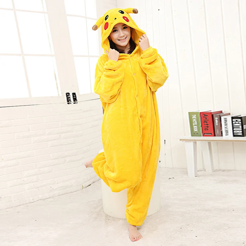 Аниме Покемон Пикачу Желтый Взрослых Мужская Onesie Женщины Мужчины Дамы Соз Пижамы