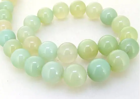 

Unique Pearls jewellery Store 14mm Clear Green Jade Gemstone Loose Beads One Full Strand 15 inches LC3-0268