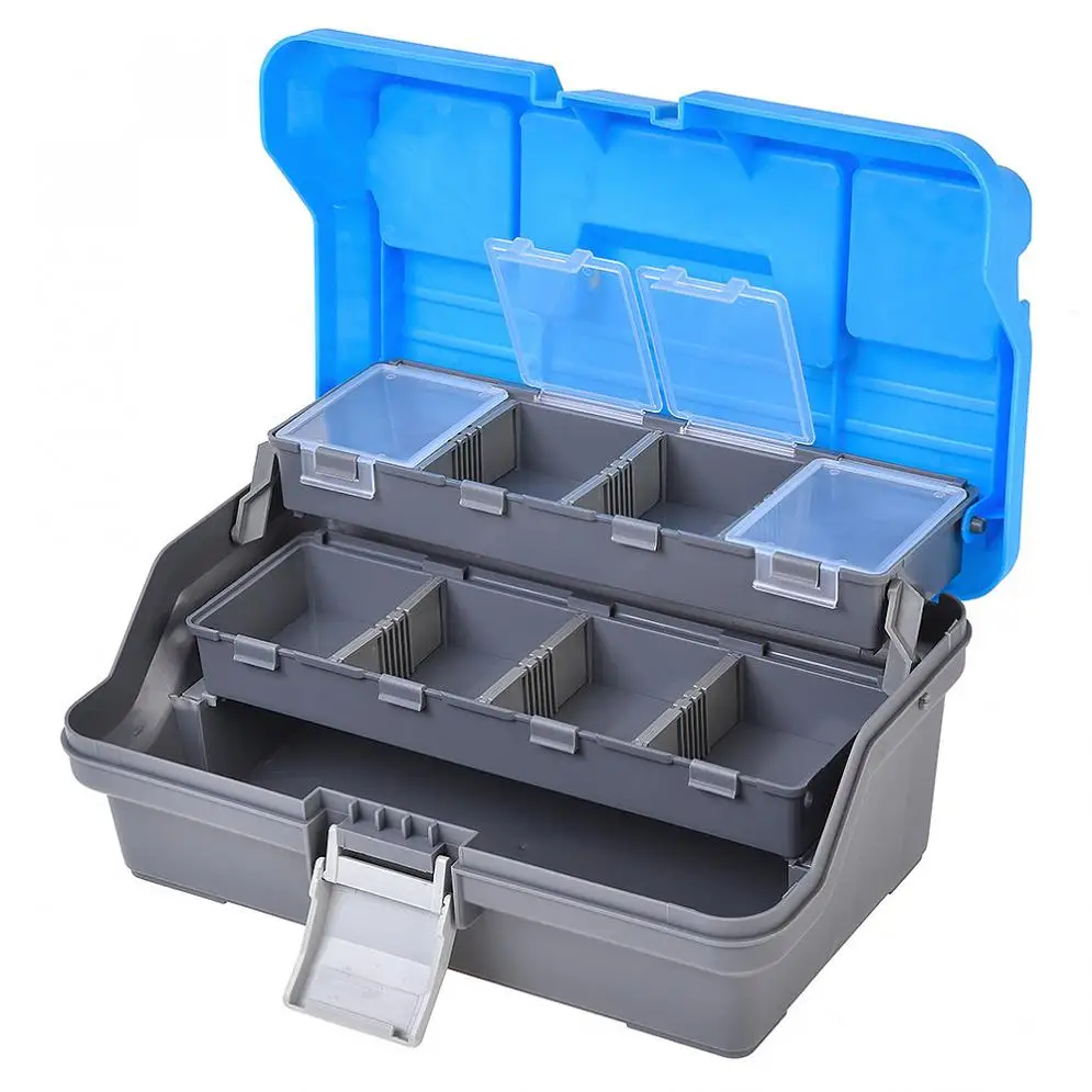 Cena 32cm X 19cm X 14.5cm 3 warstwy pudełko ze sprzętem wędkarskim haczyki do przynęt ołowiane klipsy bezpieczeństwa Anti tangle Europe Reservoir Fishing schowek
