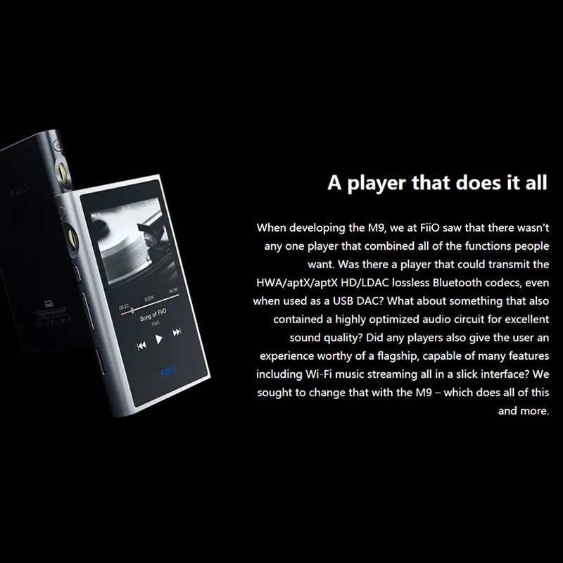 FiiO M9 HIFI AK4490EN * 2 Сбалансированный wifi USB DAC DSD Портативный Аудио MP3 плеер с высоким