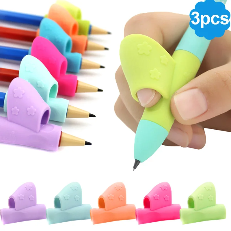 3 Pcs Silicone Ergonomic Posture Correction Device Pencil Pen Writing Aid Grip for Children Student Education School Supplies