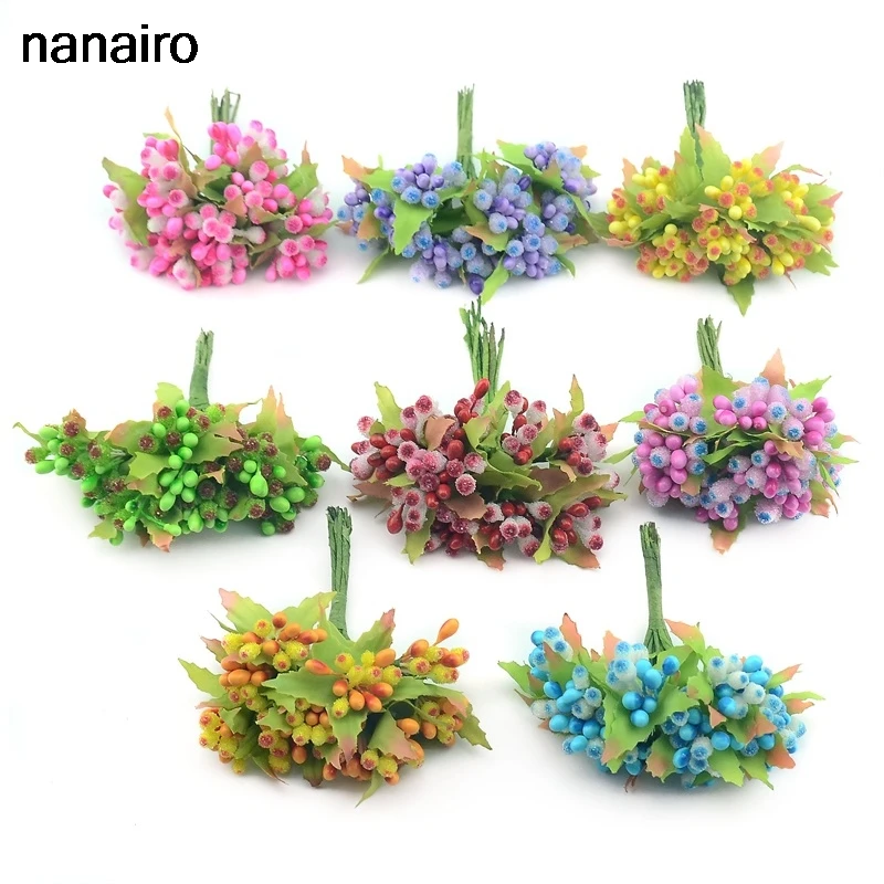 

100pcs simulation Artificial stamen rose bud Wedding decoration gift box handicraft accessories DIY Christmas wreath Pearl buds