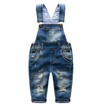 Hot Sale2016 Baby Boys Girls Spring&Autumn Solid Denim Jumpsuits Cute Kids Hemming Overalls Children Brand Jeans Pants Infantil