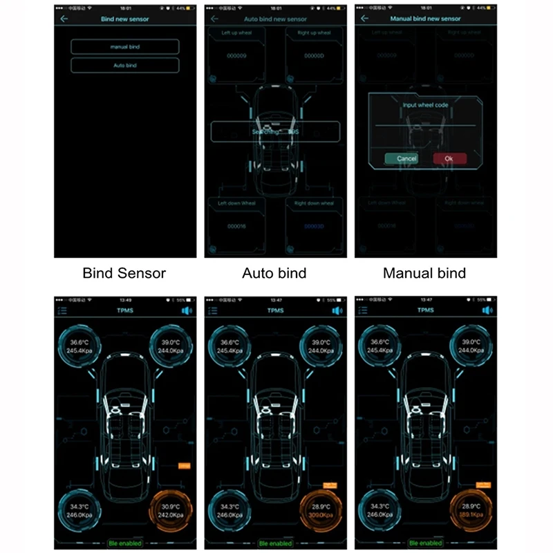 Профессиональный монитор Smart Car TPMS Bluetooth Беспроводная система контроля давления в