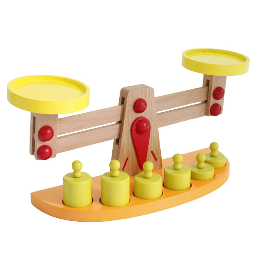 Wooden Balance Scale Math Learning Toy Christmas Gift for Kids Boys & Girls