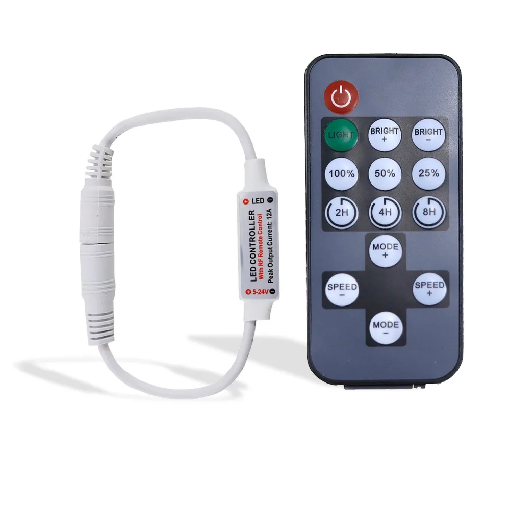 

Mini Time LED Controller RF Wireless Remote Control LED Dimmer For 3528 5050 5730 SMD Single Color LED Strip JQ