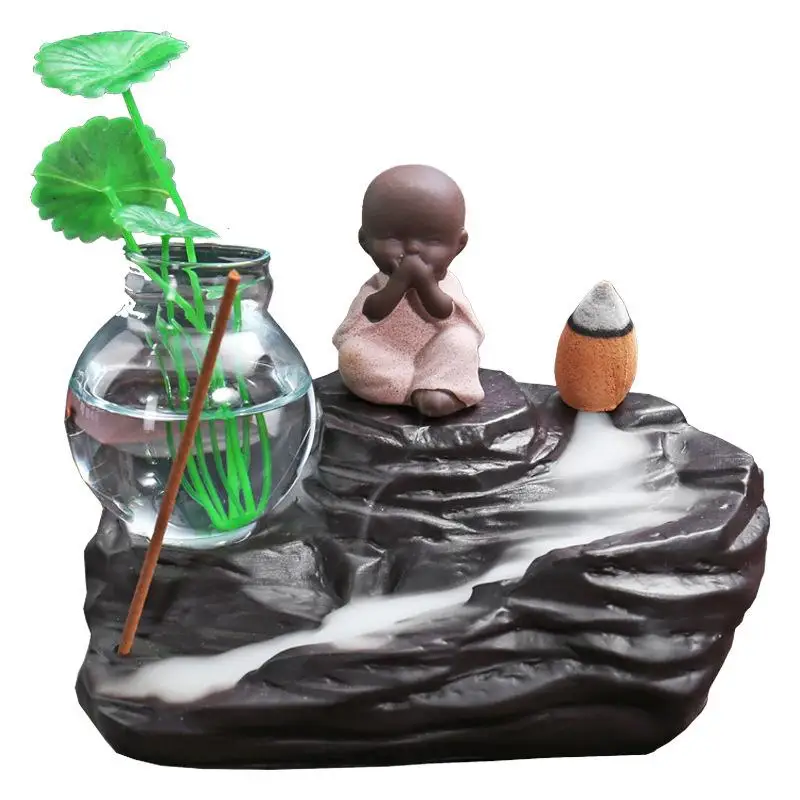 

The Little Monk Smoke Waterfall Incense Burner Cone Creatives Home Decor Small Buddha Incense Holder Censer Home Office Teahouse