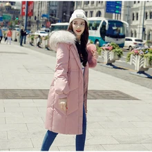 New Winter Warm Women White Duck Down Jacket Oversize Long Pink Black Down Coat Large Real Raccoon Fur Hooded Collar Parka 2018 bosideng large raccoon fur collar fur winter slim medium long thick down coat female duck down jacket warm dark red b1401164z
