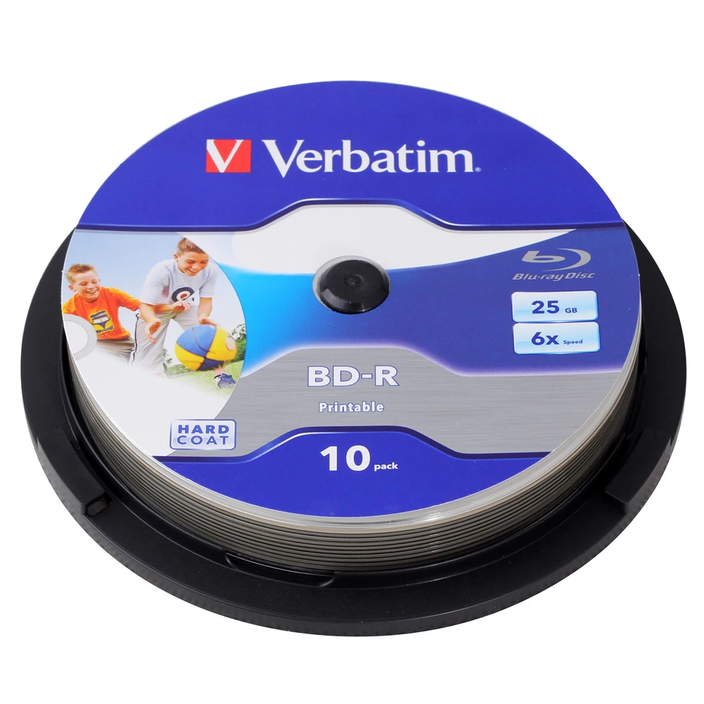 Verbatim BD-R 25GB 6X Blu-Ray пустой для печати диск Bluray струйный 10PK шпиндель записываемый медиа Лот пустой диск компактный 64099