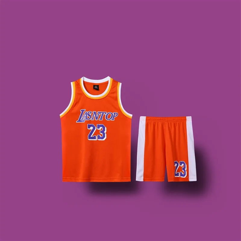HOWE AO/новые баскетбольные комплекты для маленьких мальчиков и девочек футболка+ штаны детская спортивная одежда детская дышащая одежда унисекс из 2 предметов - Цвет: Оранжевый