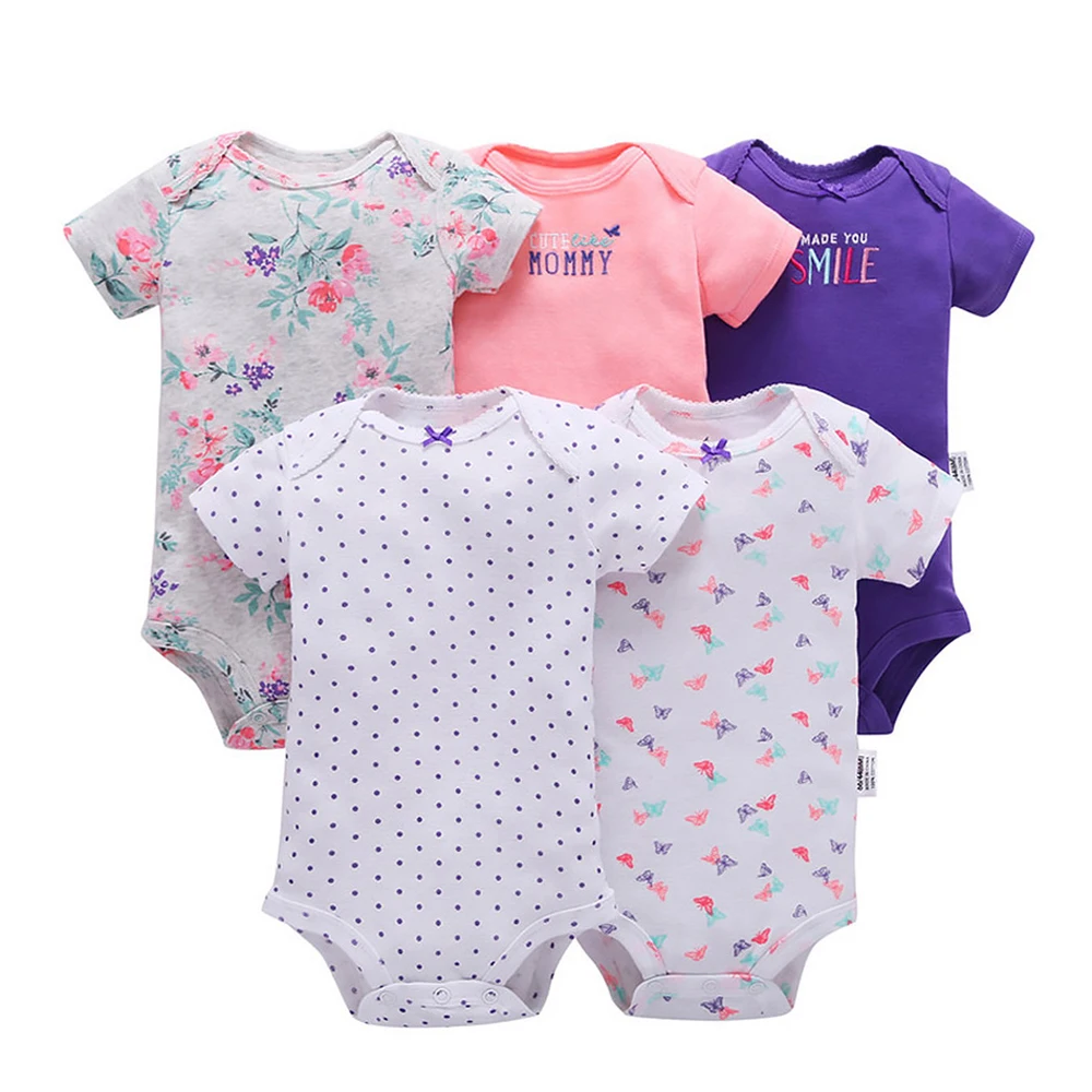 

5 Pcs/lot Baby Rompers Short Sleeve 100% Cotton Overalls Newborns Body Baby Girl Clothes Roupas De Bebe Baby Boy Girl Romper
