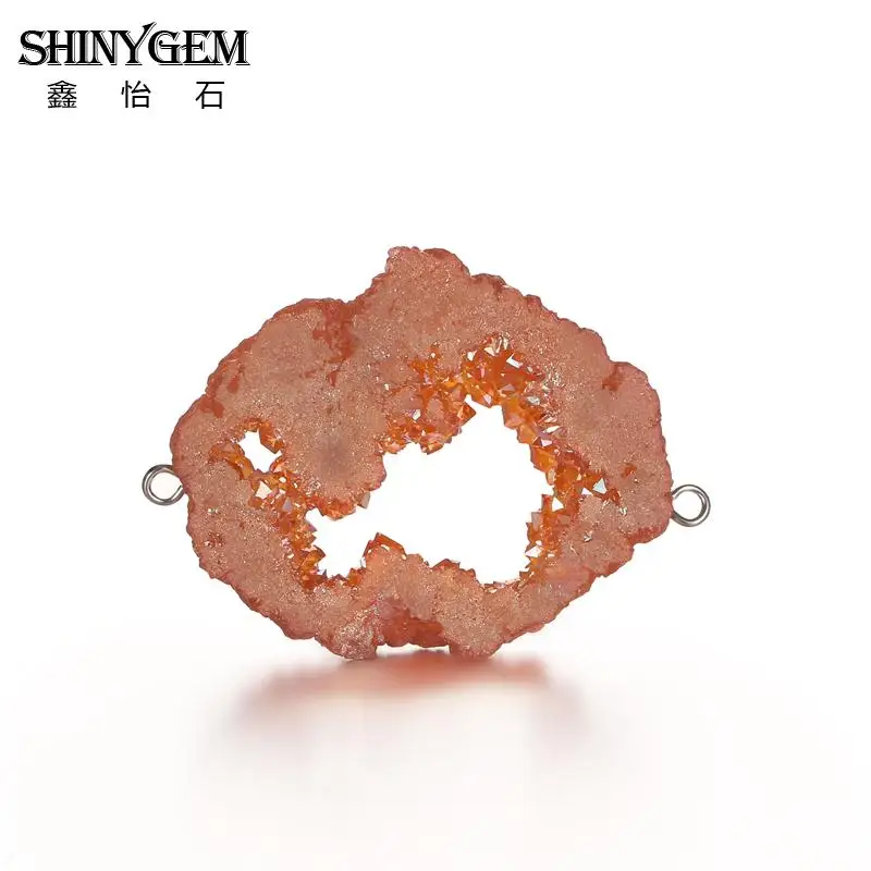 ShinyGem натуральный камень подвески сырой друзы камень, соединитель для браслета/ожерелья DIY ювелирных изделий цена 5 шт./лот - Окраска металла: Champagne