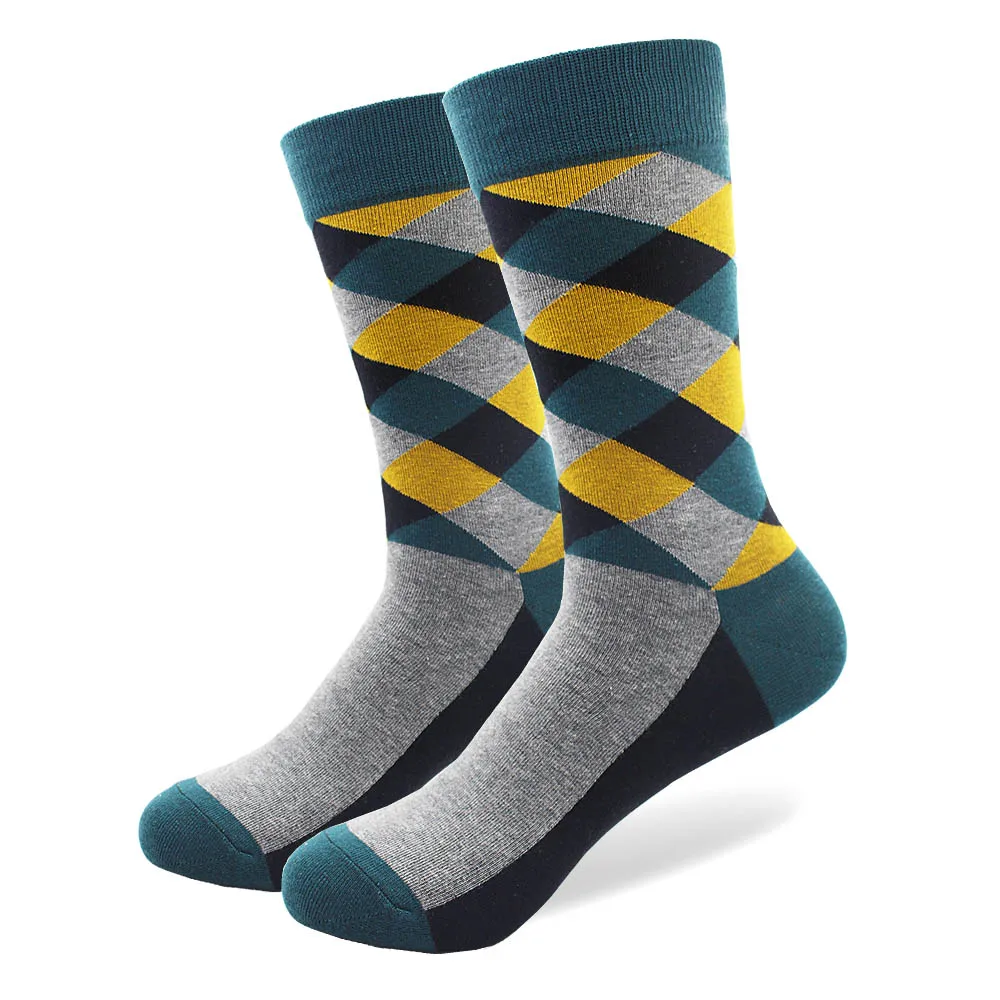 1 пара веселых мужских носков высокого качества из чесаного хлопка, Длинные цветные нарядные носки, новинка, красивые свадебные носки для скейтборда - Цвет: 011-2