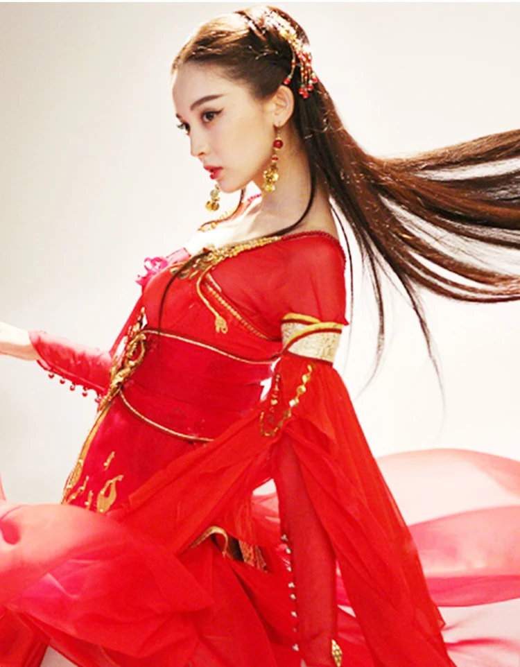 Элегантный сексуальный праздничный костюм Hanfu на тонких лямках в стиле древнего