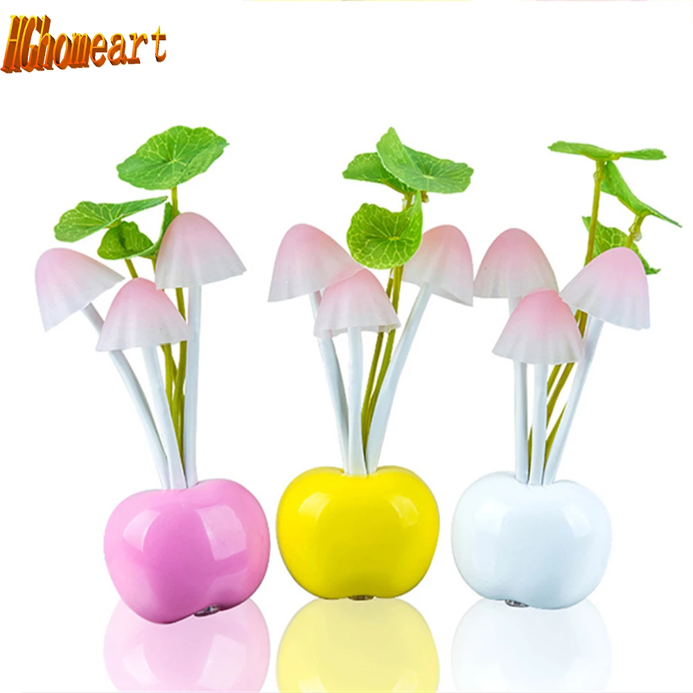 

HGhomeart EU US plug 110V 220V baby night light Light Sensor Night Lamp Mushroom luminaria Dream Bedroom led night light
