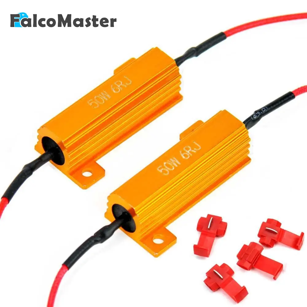 

2Pcs/Set 50W 6 Ohm Car LED DRL Fog Brake Turn Singal Load Resistor For Fix LED Bulb Error Flashing Blinker Fast Hyper Flash