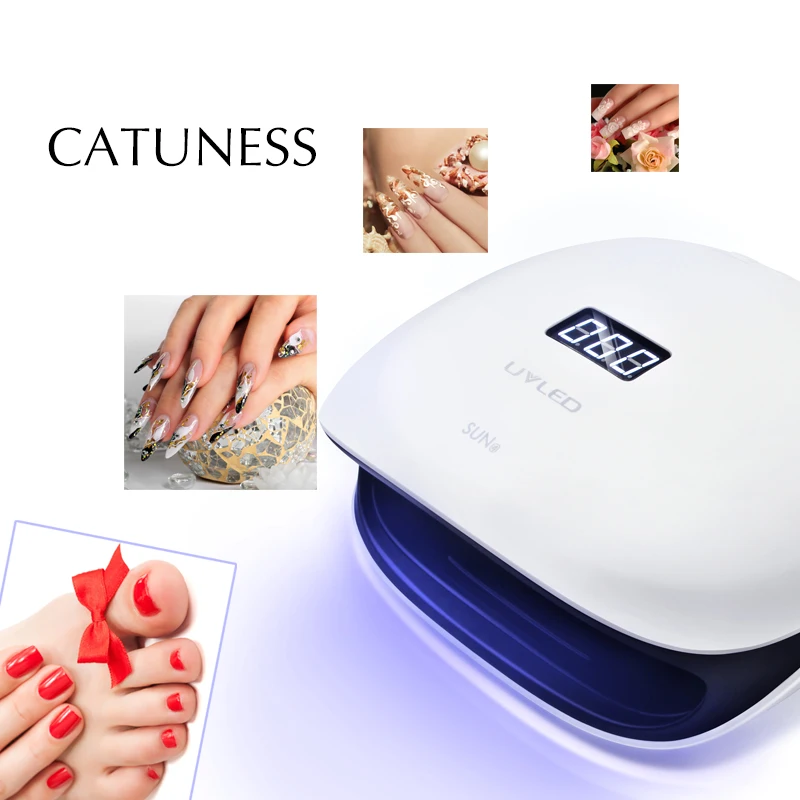 

CATUNESS 48 W Nail Dryer UV LED Lamp Lasting Gel Polish Faster Curing Power 10/30/60 S Digital Timer Nail Art Tools