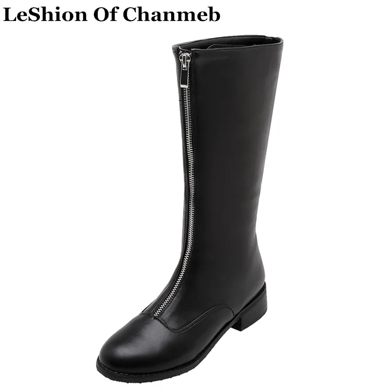 

shoes designer whites winter boots larger size 43 44 45 46 front zipper knee-high boots for women ladies warm shoes long boots