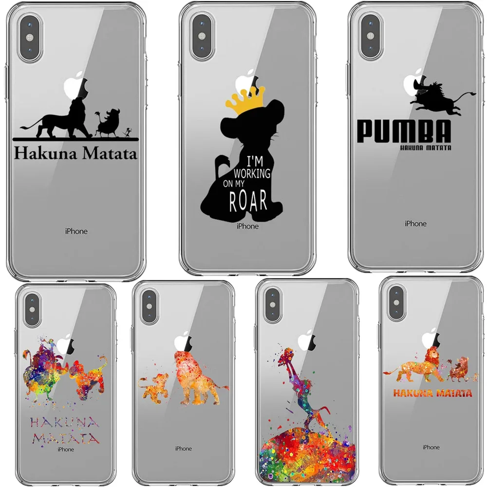 

Moonlight Lion King Hakuna Matata Print Soft TPU Silicone Back Cover Phone Case For iPhone X 5 5S SE 6 6SPlus 7 8 Plus XS MAX XR